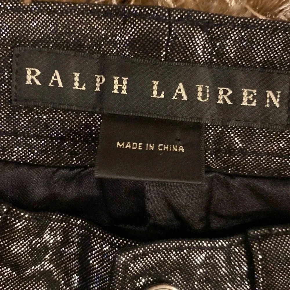 Ralph Lauren black label metallic black pants size 2 - Picture 5 of 12